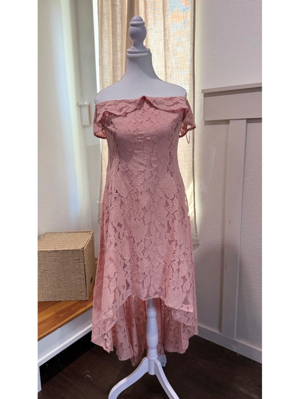 19 Cooper Blush Lace Off-Shoulder Dress